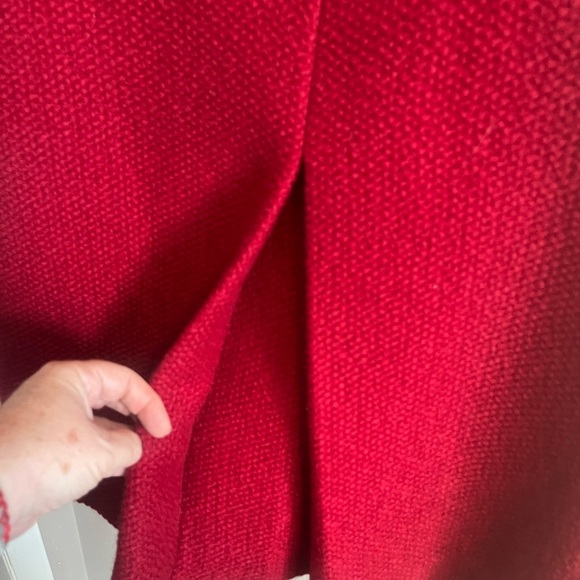 Vintage red wool jacket with faux fur collar kick slit at back warm stunning S/M - Picture 6 of 8